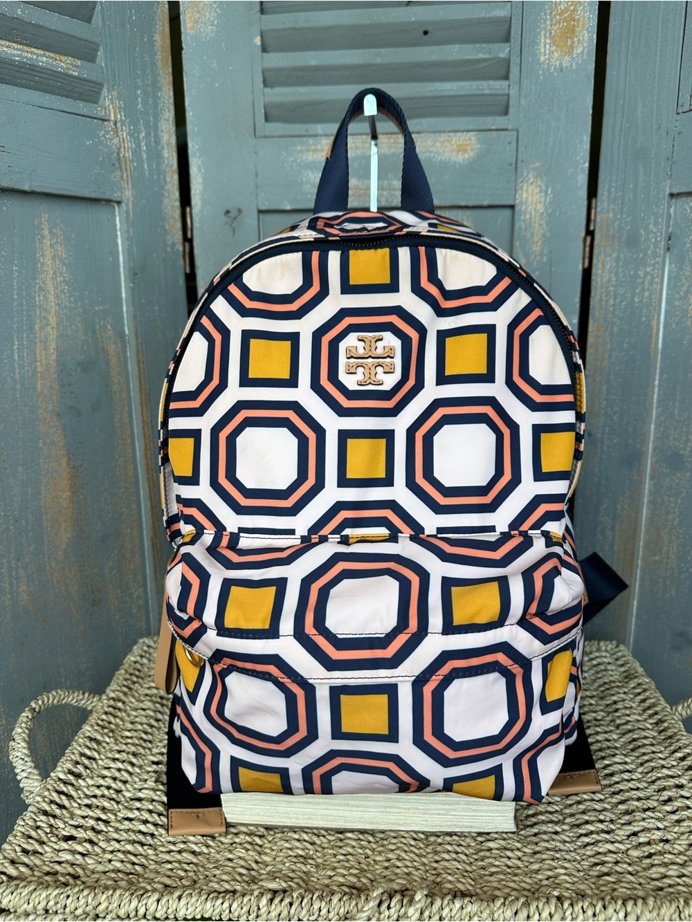 Tory Burch Ballet Pink Octagon Square Nylon Backpack